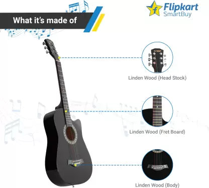Flipkart SmartBuy RS-AG38 BK Acoustic Guitar Linden Wood Plastic Right Hand Orientation (Black) Flipkart SmartBuy RS-AG38 BK Acoustic Guitar Linden Wood Plastic Right Hand Orientation (Black)